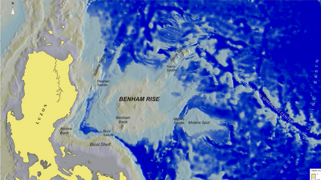 UNDERWATER PLATEAU. Found near Aurora, the 13-million-hectare Benham Rise is part of the Philippines' continental shelf. Screen grab from a document the Philippines submitted to UN 
