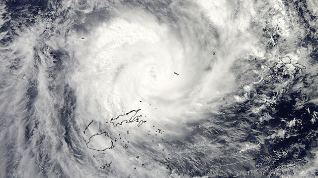 MONSTER STORM. NASA's Aqua satellite flew over Tropical Cyclone Evan at 0135 UTC on Dec. 16 (8:35 p.m. EST/U.S., Dec. 15) when it was over the Fiji Islands. Credit: NASA Goddard MODIS Rapid Response Team