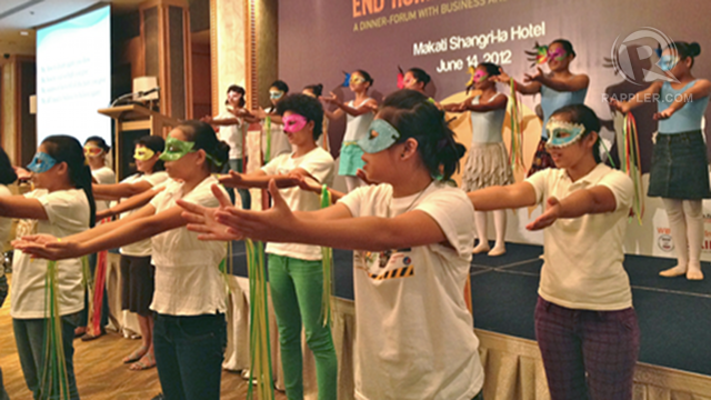 PAYING TRIBUTE. Human trafficking survivors perform in a recent forum to thank groups that fight modern-day slavery.