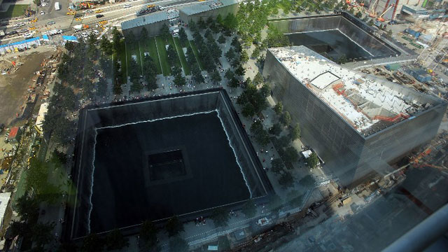 9/11 MEMORIAL. The reflective pool at The National September 11 Memorial Museum is viewed on September 7, 2012 in New York City. Spencer Platt/Getty Images/AFP
