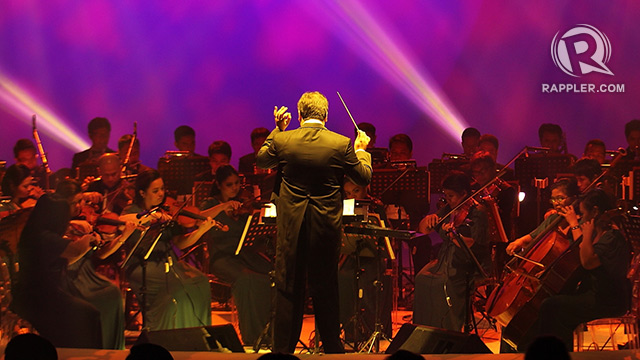 MAESTRO. Gerard Salonga conducts the orchestra whose string ensemble used violin bows made of human hair