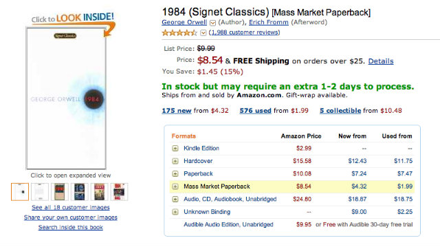 TRUTH, FICTION? Sales of Orwell's '1984' skyrocket after a series of intelligence leaks. Screenshot of the '1984' Amazon page 