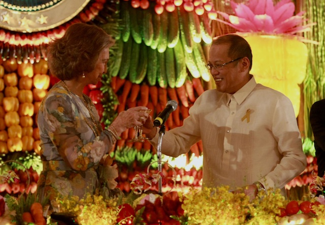 Queen Sofia and PNoy during their toast. Photo courtesy of Malacañang Palace