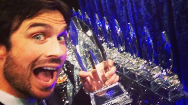 BIG MOMENT. Ian Somerhalder and Nina Dobrev's kiss tops stories about the People's Choice Awards 