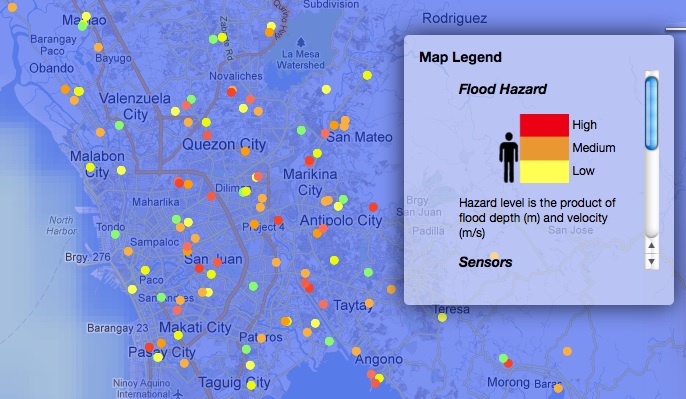 FLOOD REPORTS. Project Noah screenshot of flooding incidents in the metro as of 1am, August 6. 