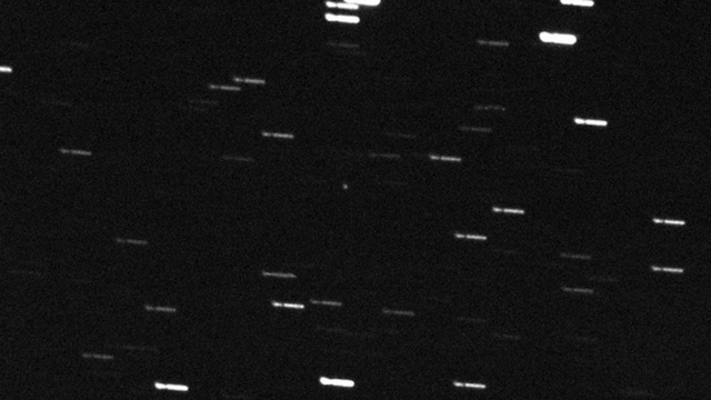 SPACE. This image obtained Feb 15, 2013 shows asteroid 2012 DA14 as the white dot in the middle. Image by AFP/NASA/Gloria Project/FRAM