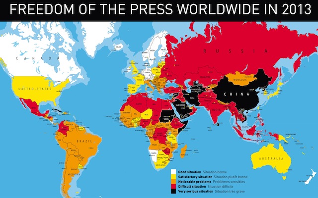 Image from the 2013 World Press Freedom Index by Reporters Without Borders