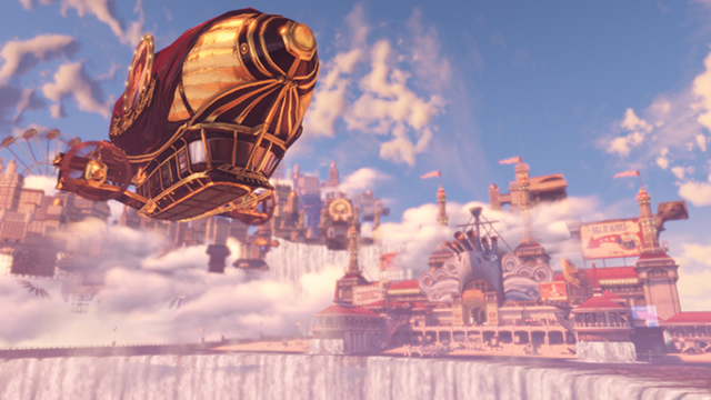 LEAD ZEPPELIN. The main mode of transport on Columbia are zeppelins and an overhead rail system. All images from the official BioShock Infinite website