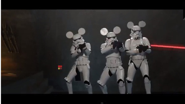 MICKEY TROOPERS. The dark side just got cuter. Screen grab from YouTube (SamMacaroni)