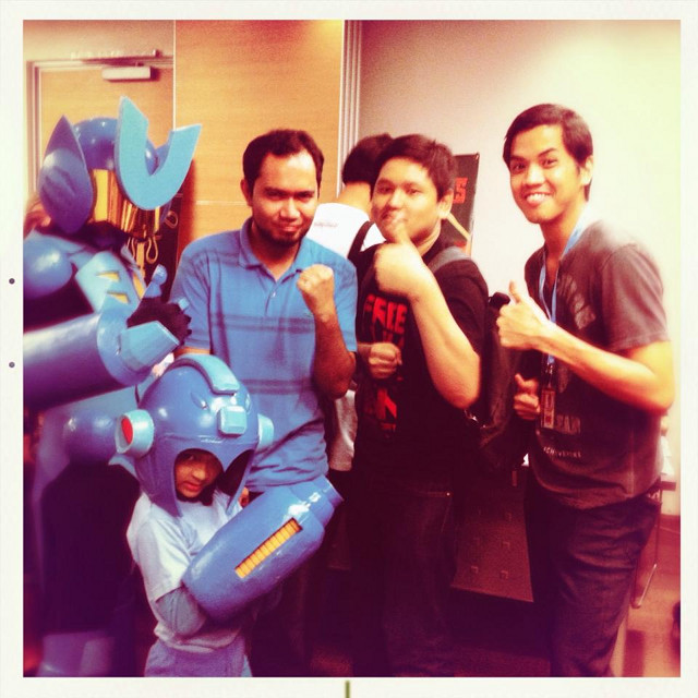 KOMIKS CREATORS. Combatron, Megaman, and creators Noel Pascual, Josel Nicolas, and AJ Bernardo. Photo courtesy of Adam David