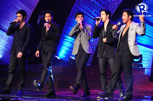 SINGING HUNKS. Alden Richards, Aljur Abrenica, Mark Herras, Elmo Magalona, and Rocco Nacino perform 'One Way or Another'