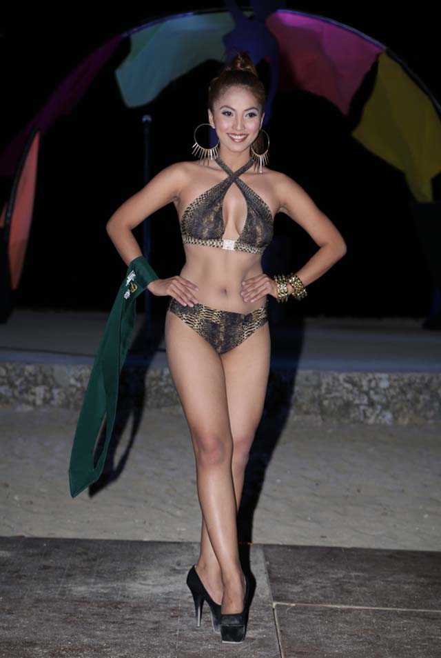 SWIMWEAR COMPETITION. Darlene May Reyes at the swimwear competition on April 13 at Golden Sunset Resort, Batangas. Photo courtesy of Carousel Productions