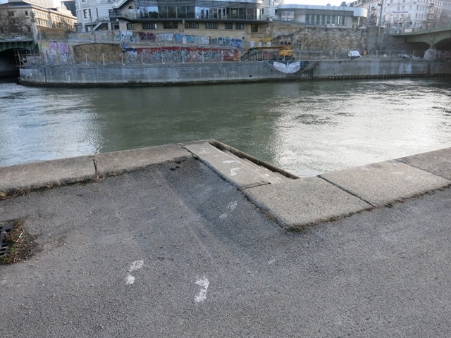 Steps leading down to the Donaukanal, a tributary of the Danube River
