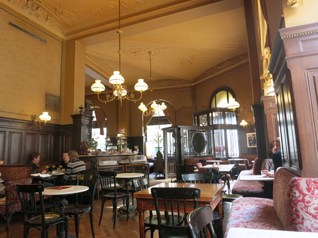 The elegant interior of Cafe Sperl