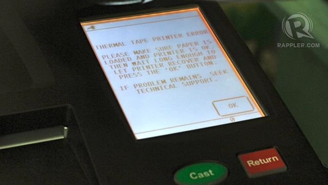 NOT WORKING. A week before the May 13 elections, a number of PCOS machines are still not working properly. RAPPLER/Karlos Manlupig