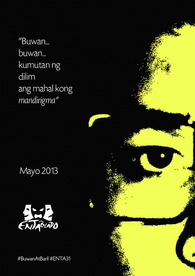 REMEMBRANCE. Ateneo ENTABLADO's production of 'Buwan at Baril' by Chris Mallado is a commemoration of Ninoy Aquino's 30th death anniversary. Image courtesy of Ateneo ENTABLADO