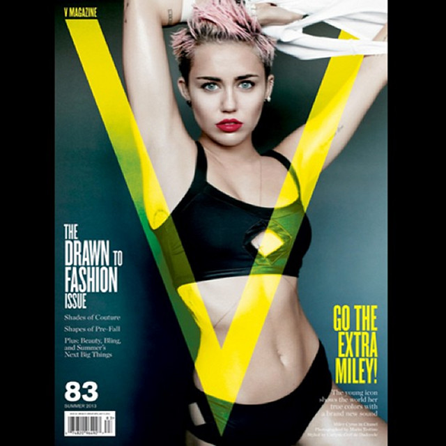 PUNK'D. Miley Cyrus on the cover of the latest issue of V Magazine. Photo from the V Magazine Facebook page