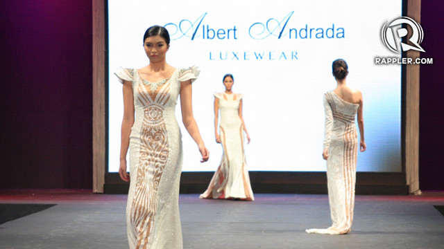 FAVORITE: FUTURISTIC FILIPINIANA (LEFT). This Albert Andrada gown mixes elements that create a sensual and luxurious effect