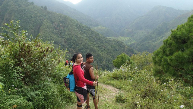 IT'S A CLIMB. Ega Alcaraz and her son Jam in Kibungan Mountain Range in Benguet. Photo from Ega Alcaraz' Facebook page