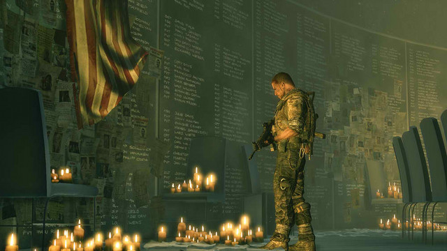 WALL OF REMEMBRANCE. Capt. Walker discovers a makeshift memorial inside an abandoned building
