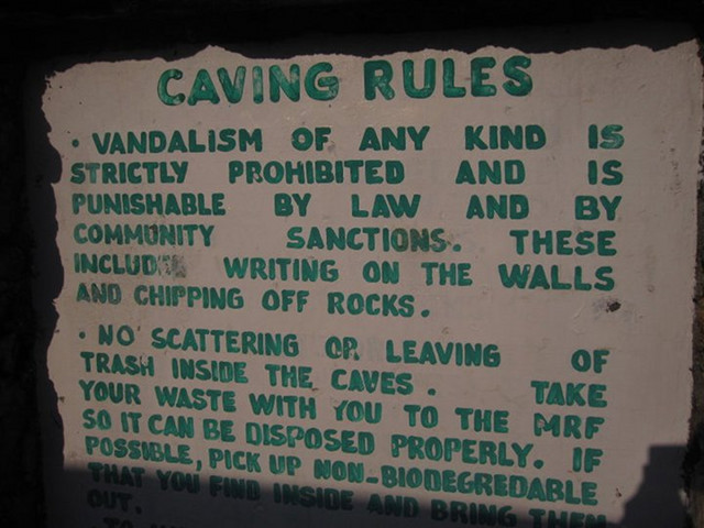 CAVING RULES. The walls of Sumaguing cave are free of vandalism because writing on the walls is prohibited. Photo cortesy Ely Cuela