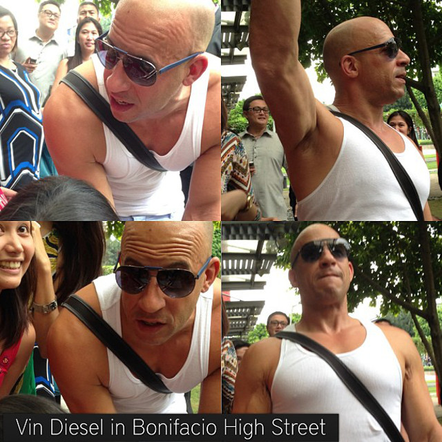 SPOTTED. Vin Diesel interacts with fans in Bonifacio High Street. Photo from Instagram user @issastar