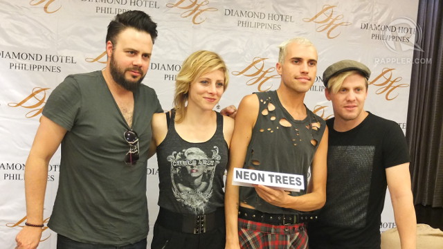 NEON TREES. From left to right, Branden Campbell, Elaine Bradley, Tyler Glenn and Chris Allen join the press conference right after landing in Manila
