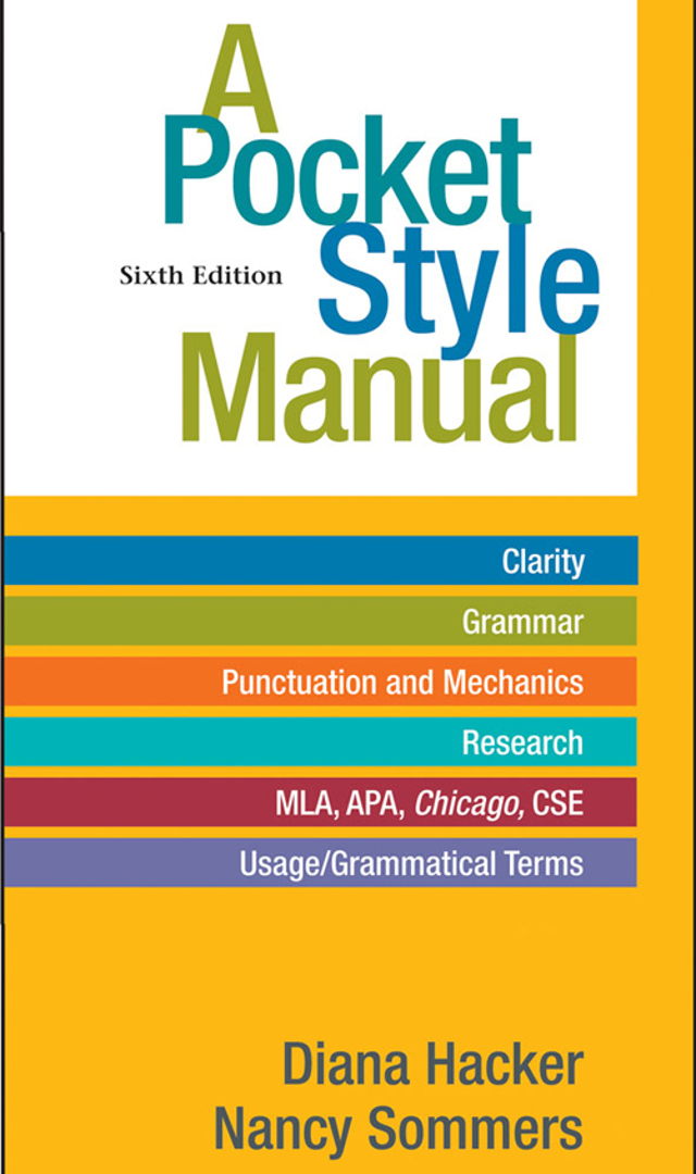 STYLE MANUAL. Never worry about citations with this handy style guide. Photo from http://www.bedfordstmartins.com/
