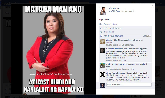 Screen grab from https://www.facebook.com/FanMadeVicSotto