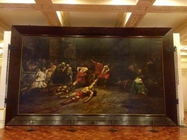 SPOLIARIUM. Antonio Dumlao, a Filipino artist that specializes in art restoration, was commissioned to give this obra maestra a facelift after it was sliced into 3 parts because the Spanish government had to ship it as a gift to the Philippines. Photo used with permission from Lili Ramirez (marilil.wordpress.com)
