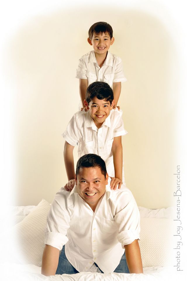NINO WITH MIGUEL AND DIEGO. 'I have witnessed my husband build a fort made of sheets so that our boys can play 'Nerf war' on a rainy day.' Photo by Joy Jesena-Barcelon courtesy of Mish Aventajado