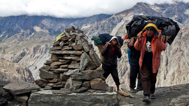 TREKKING WOES. Nepalese boys, some as young as 14, are signing up to become porters even if they know nothing about mountaineering