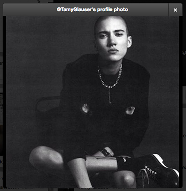 ANDROGYNOUS AND AWESOME. 'It ain't my fault... I was born a ROCKSTAARR' says Tamy Glauser on her Twitter profile. Screen shot from Twitter (@TamyGlauser)