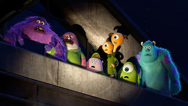 FRAT BOYS. Art (voiced by Charlie Day), Don (Joel Murray), Squishy (Peter Sohn), Terri and Terry Perry (Sean Hayes and Dave Foley), Mike and Sulley earn the spotlight as fraternity brothers 