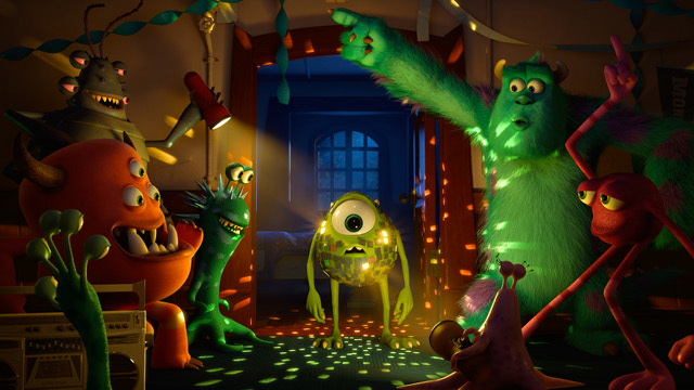 THE CENTER OF ATTENTION. Mike Wazowski is constantly ‘MU’s’ life of the party, though not always in voluntary ways