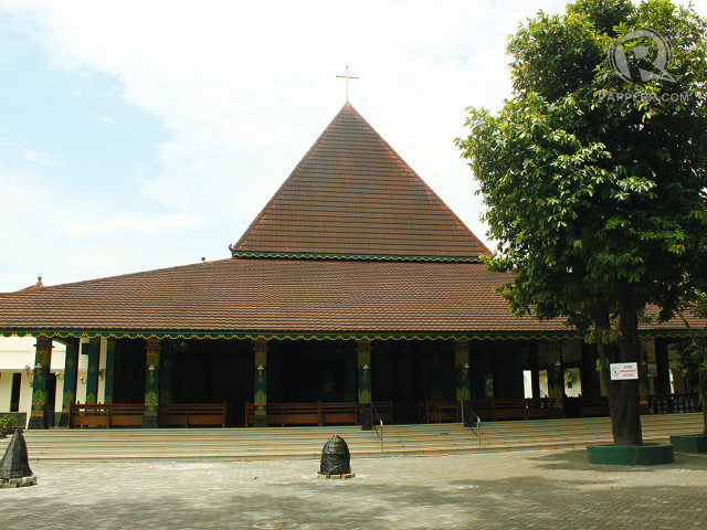 CATHOLIC CROSS, JAVANESCA FACADE. Ganjuran Church's hybrid exterior