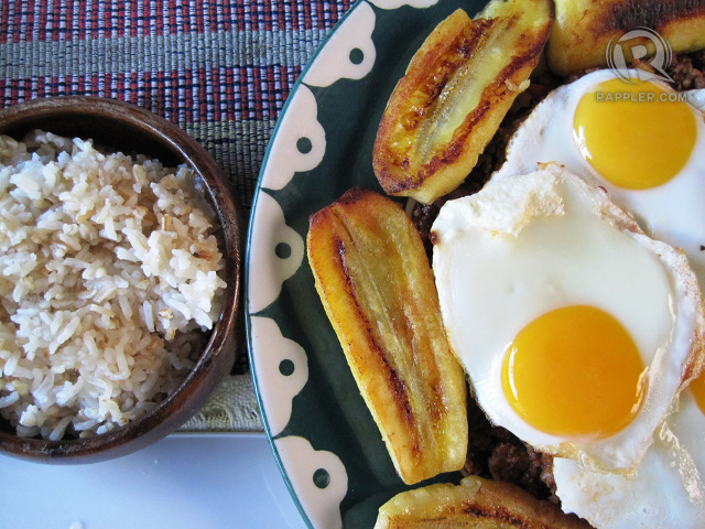 HERE COMES THE SUN. Sunny side up eggs add the perfect finish to a hot serving of Arroz ala Cubana
