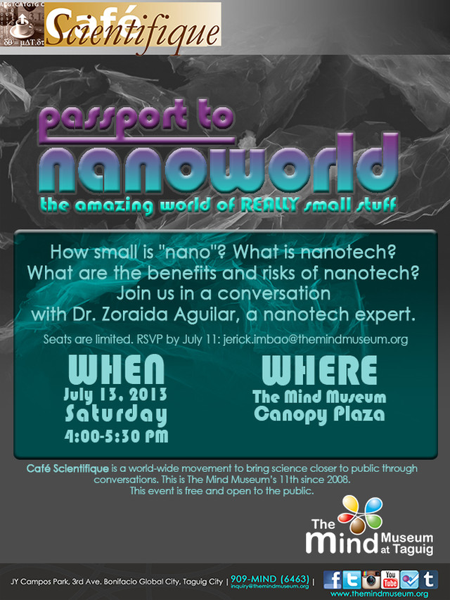 SMALL TALK. Cafe Scientifique puts the spotlight on nanotechnology. Image courtesy of The Mind Museum