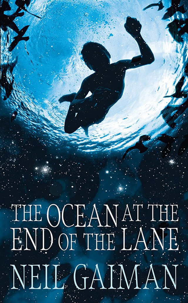'IT WOULD SCARE THEM.' The UK cover of 'The Ocean at the End of the Lane' by Neil Gaiman. Image from 'The Ocean at the End of the Lane' Facebook page 