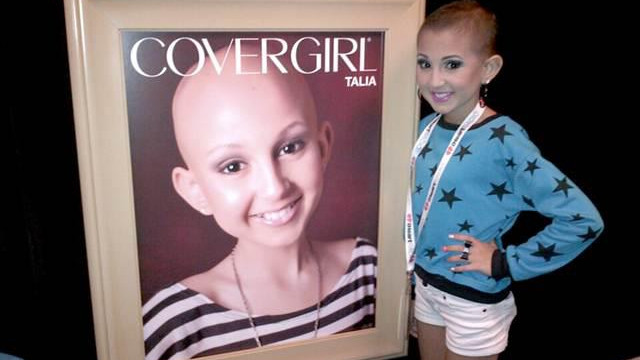 NOW AN ANGEL. Talia Castellano poses in front of her honorary CoverGirl portrait. Photo from the Talia Castellano (TaliaJoy18) Facebook page