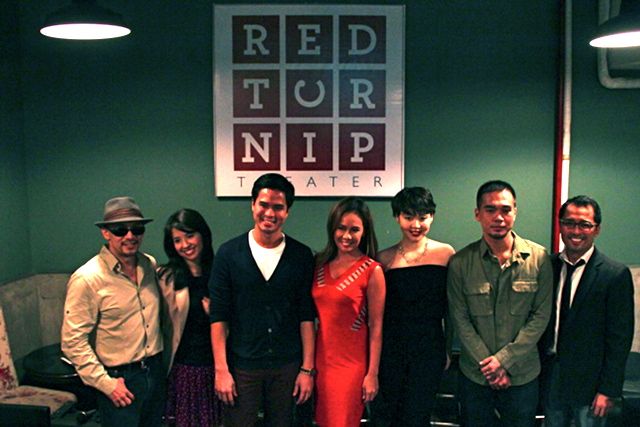 MATURE, THOUGHT-PROVOKING. Red Turnip Theater founders Jenny Jamora, Topper Fabregas, Ana Abad Santos, Cris Villonco and Rem Zamora with Bart Guingona and Marc Abaya. All photos courtesy of Red Turnip