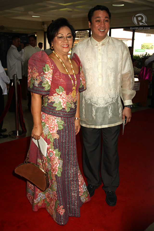 BENG ATIENZA, wife of Buhay Partylist Rep Lito Atienza, in a vintage terno. She is photographed with son Ali.
