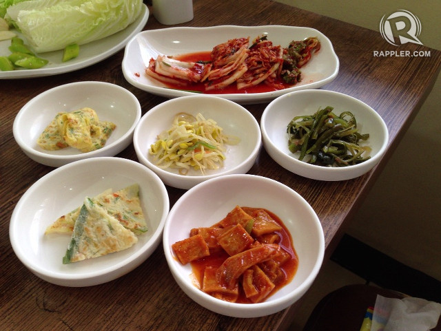 BANCHAN. The variety grows the bigger your group, or during peak hours.  But don’t skip the tempura (bottom right). All photos by Jan Celine Abaño-Ranada