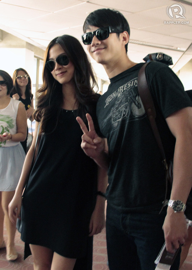 LOVETEAM. Thai stars Baifern Pimchanok and Mario Maurer arrive in Manila. All photos by Jedwin Llobrera