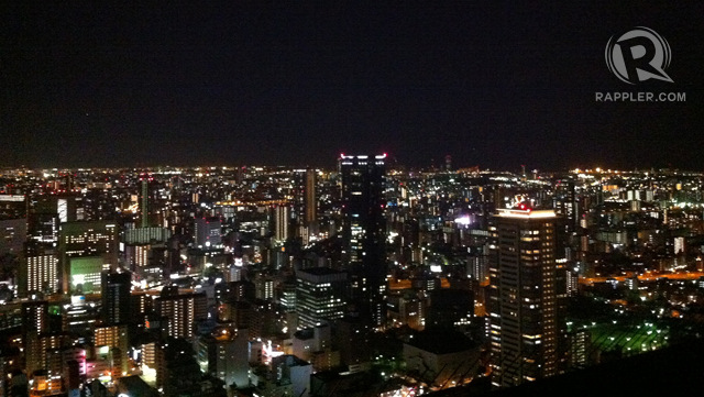 OSAKA AS SEEN FROM THE UMEDA SKY GARDEN. The city is beautiful even at night