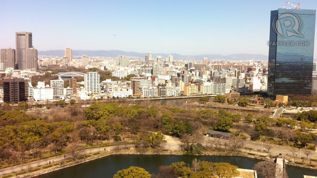 OSAKA AS SEEN FROM THE OSAKA CASTLE. If Kyoto is affordable, Osaka is easier on the pocket