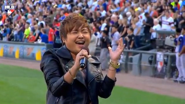 SINGING FOR CIVIL RIGHTS. Charice opens the Major League Baseball. Screen grab from Youtube (HerculeanBreed)