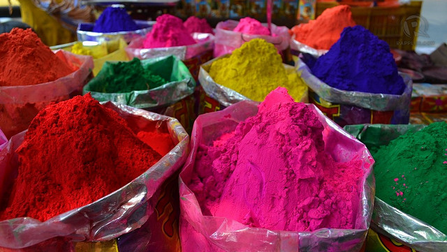 COLORS OF HOLI. The powder used during Holi, the Festival of Colors
