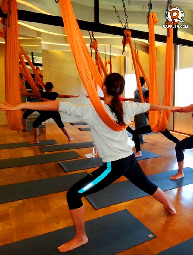 YOGA STRETCHES MADE EASY. The hammock helps you stretch more with less strain