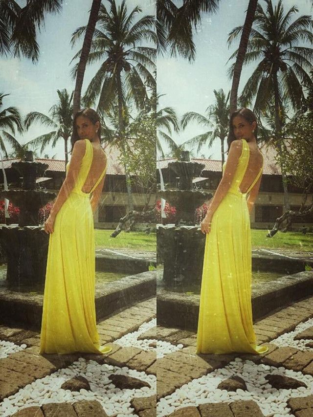 WEATHER MATCH. Megan matched the bright and sunny weather in Bali with this dress by Eric delos Santos